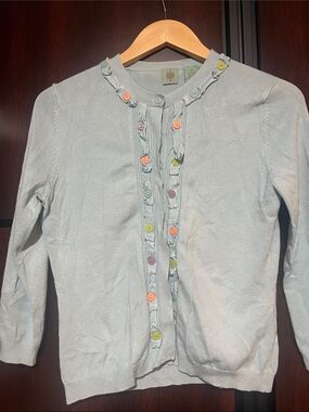 Chico's Pale Blue Knit Cardigan with Multicolor Buttons